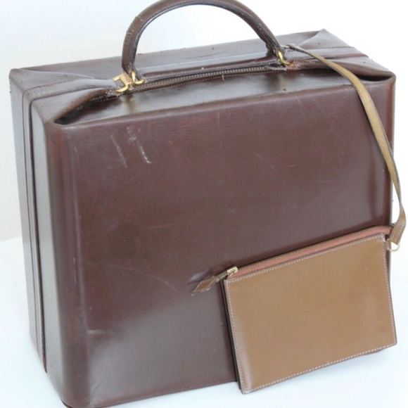 Vintage Hermes Pochette Wristlet Brown Box Leather Bonwit Teller Rare - Picture 7 of 11